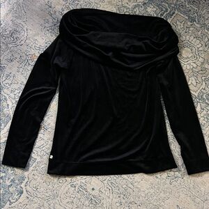 Lilly Pulitzer Black Velour Cowl neck sweater LARGE